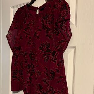 Apt. 9 Red and Black Floral Blouse